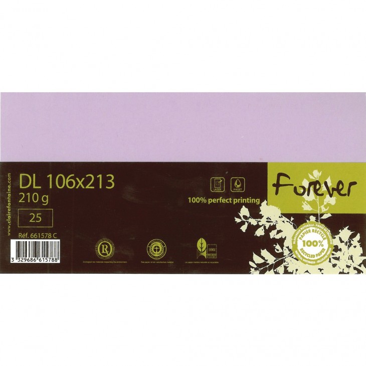 Forever 106x213mm 210gsm card packed 25s.