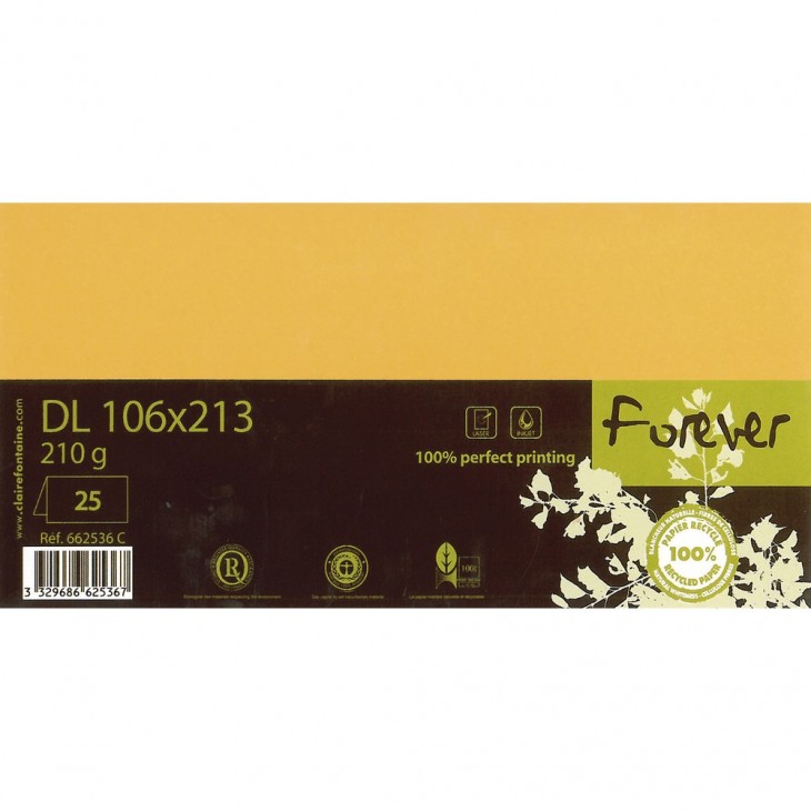 Forever 106x213mm 210gsm folded card packed 25s.