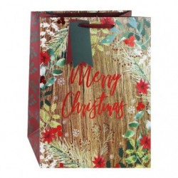Merry Christmas rustique, sac large 26,5x14x33 cm.