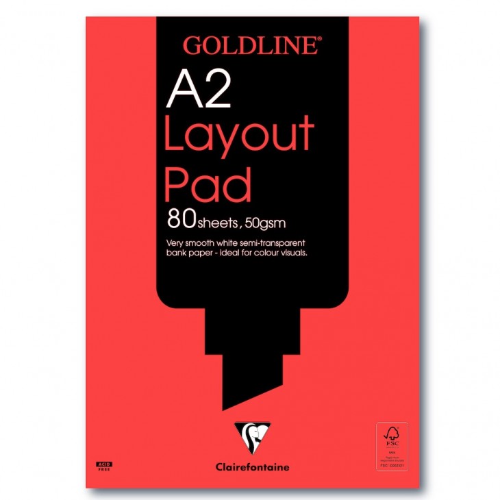 Goldline Layout bloc collé 80F A2 50g. - Clairefontaine