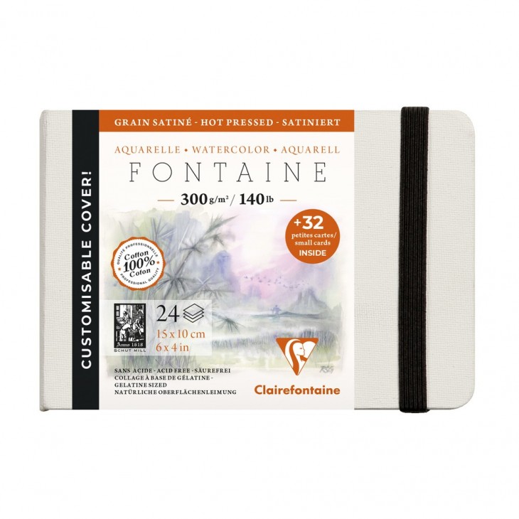 Clairefontaine Fontaine - carnet aquarelle - couverture personnalisable -  24 feuilles 300g/m² - 100% coton - grain satiné - Schleiper - Catalogue  online complet