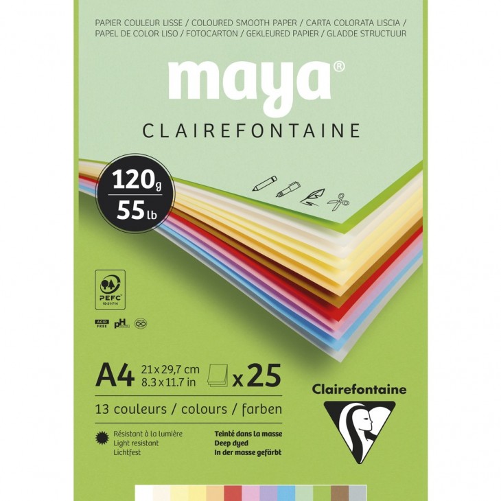 Maya bloc collé 25F A4 120g. - Clairefontaine