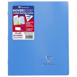 Cahier piqué Koverbook 17x22cm 96 pages grands carreaux couverture polypropylène opaque Couleur aléatoire.