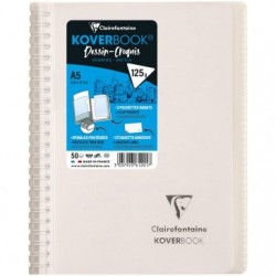 Carnet dessin/croquis Koverbook reliure intégrale enveloppante A5 100 pages papier blanc 125 g couverture polypropylène transpar