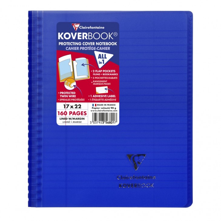 Cahier reliure intégrale enveloppante Koverbook 17x22cm 160 pages l