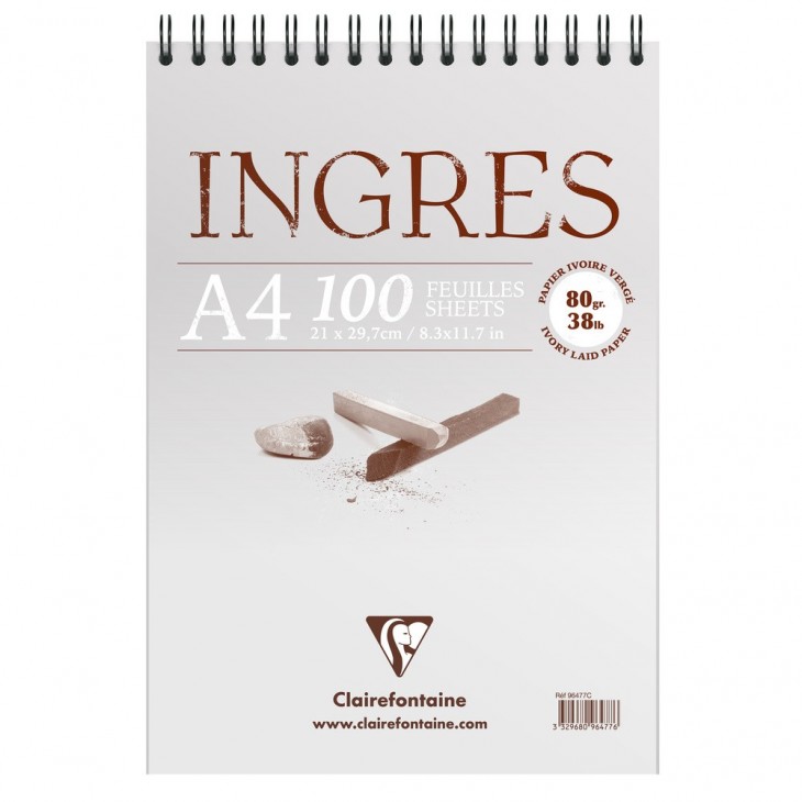 Ingres Etude bloc spiralé 100F A4 80g. - Clairefontaine