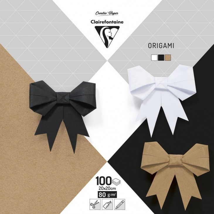 Assortiment mixte Un paquet de 100 feuilles origami 20x20 cm 80g Clairefontaine 95007C