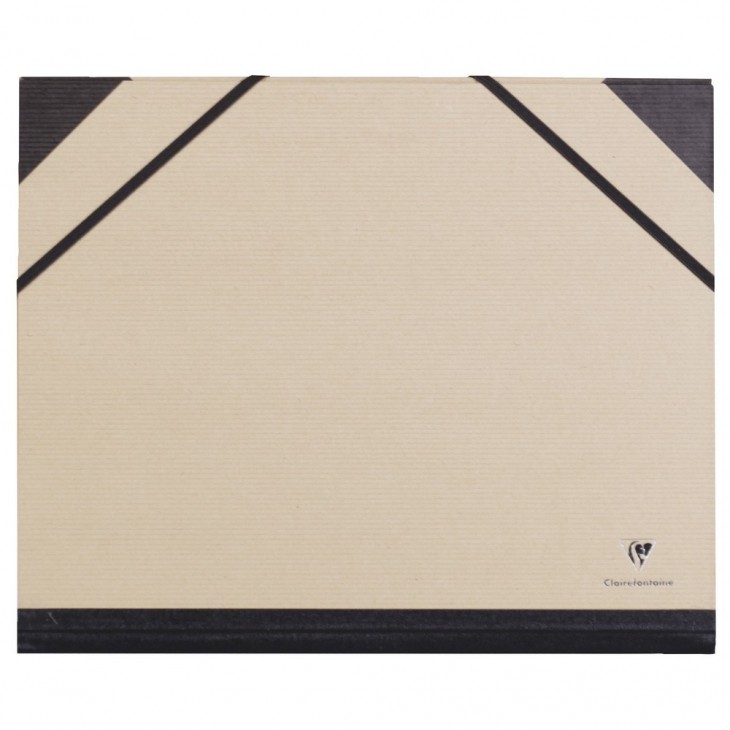 Clairefontaine 37815C Un carton à dessin en kraft noir 3 rabats fermeture 3 cordons 52x72 cm 