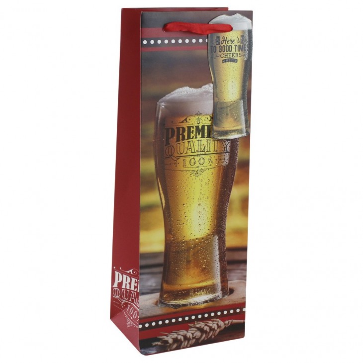 Bière, sac bouteille 12,7x9x35,5 cm.