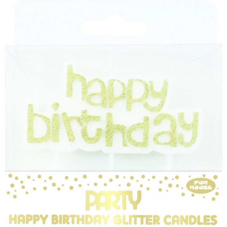 HB GLITTER CANDLE GOLD 6S.