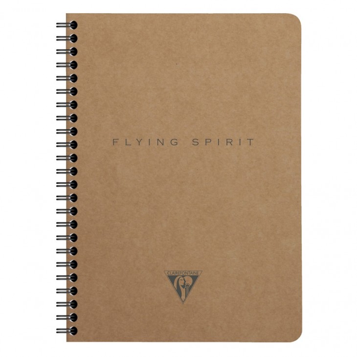 Carnet reliure intégrale à pochettes Flying Spirit Kraft A5 120 pages détachables ligné motifs assortis papier ivoire 90g.