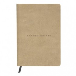 Carnet brochure cousue Flying Spirit Beige A5 180 pages DOT couverture cuir vieilli papier ivoire 90g.