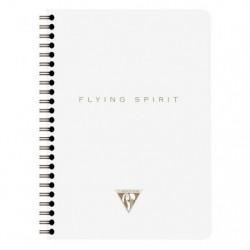 Un carnet piqué textile Flying Spirit Black 7,5x12cm 48 pages lignés papier ivoire Clairefontaine 103586C couverture couleur kraft motif aléatoire 