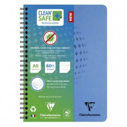 Carnet reliure intégrale CleanSafe A5 120 pages détachables ligné couverture antimicrobienne.