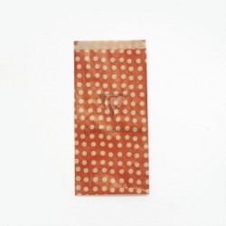 Sachet de 50 pochettes kraft, 15x31+6cm, Pois fond rouge.